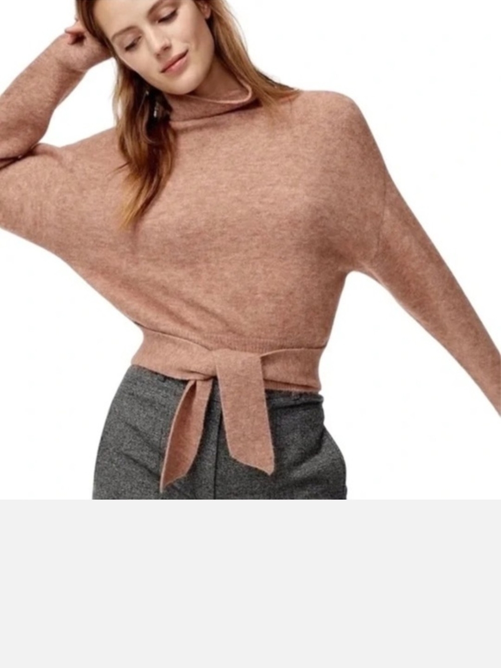 Aritzia Loren Sweater In Rose Tan Tie-Waist   Sweater